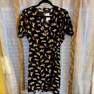 Navy and Leopard Wrap Mini Dress